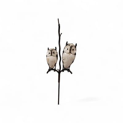 Tuinsteker uilen paar - metaal - handgemaakt - tuinbeeld - 15x5x110 cm
