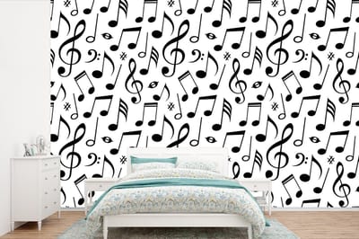 Behang - Fotobehang Muziek - Patronen - Zwart Wit - Breedte 360 cm x hoogte 240 cm