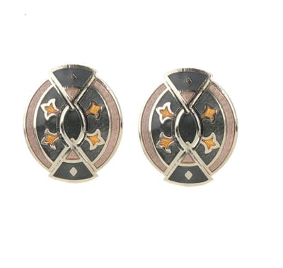 Behave oorbellen stekers vintage bruin zwart ovaal 3 cm – retro geometrisch