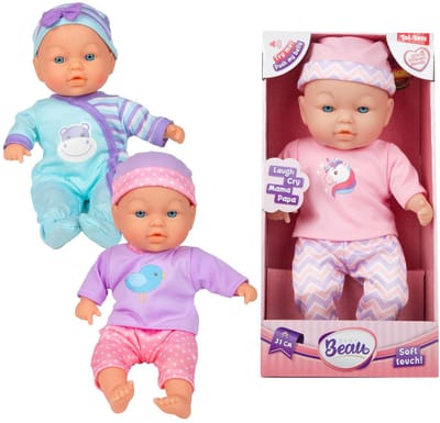 Toi-Toys babypop 31cm zacht speelgoedpop met geluid.