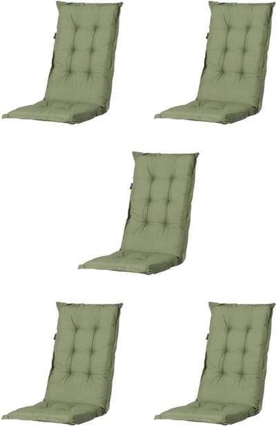 Madison - Tuinkussen - Universeel - Hoge Rug - 5 st. - Basic Green - 120x46cm - Groen - Tuinstoelkussens - Standenstoel