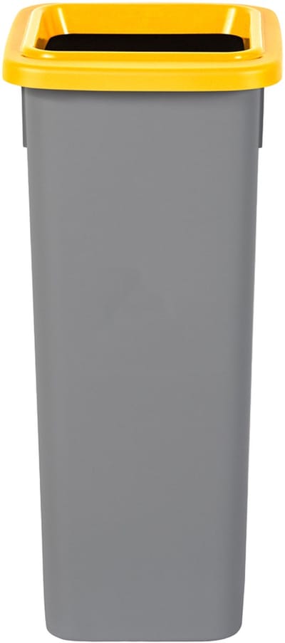 Plafor Fit Bin, Prullenbak voor afvalscheiding - 20L – Grijs/Geel - met 5 gratis stickers – recycle – afvalbak - vuilnisbak – afvalemmer – afvalscheiding – vuilnisemmer – sorteerafvalemmer – recycling – hygiënisch - kantoor - keuken