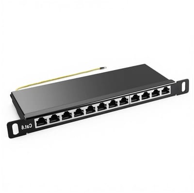 Netwerk Patchpaneel - LAN Verdeelveld - Gestructureerde Bekabeling - 12 Poort Afgeschermd - 10 Inch - Zilver