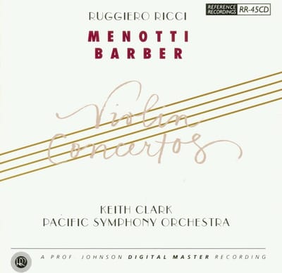 Ruggiero Ricci, Keith Clark, Pacific Symphony Orchestra - Menotti | Barber: Violin Concertos (CD)