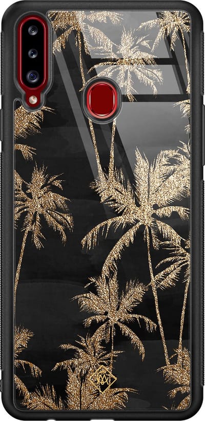 Casimoda® hoesje - Geschikt voor Samsung Galaxy A20s - Palmbomen - Luxe Hard Case Zwart - Backcover telefoonhoesje - Zwart