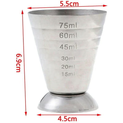 Tasse à cocktail, verre doseur en acier inoxydable 304, doseur en verre, outils de bar pour barman, 75 ml, 75 ml white