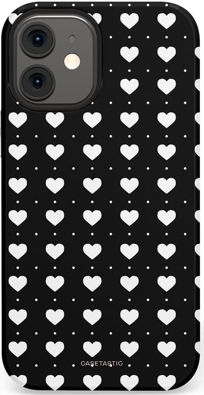 Casetastic Hoesje Geschikt voor Apple iPhone 12 Mini - Stijlvolle Beschermende Duo-layer Case - Stipjes en Hartjes