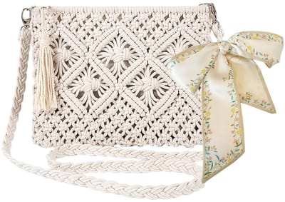 Dailygoody - Cross-Body tas - Handgemaakte messenger bag - Zomer strand tas - Witte kleur - Vakantie tas - Perfect voor dames - Lichtgewicht en stijlvol