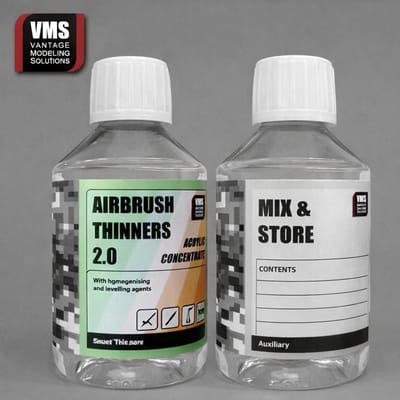 VMS Airbrush Thinner 2.0 Acrylic Set – 200 ml Concentraat + Lege Mixfles – Verdunbaar tot 500 ml – Acryl Airbrush Verdunner – Modelbouw