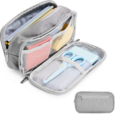 YONO Pennen Etui Large - Pennenzak voor Kinderen en Volwassenen - Schooletui voor Jongens en Meisjes - Grijs