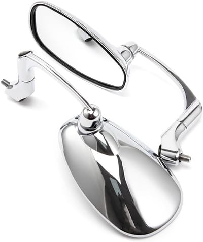Motorcycle Side Mirror Oval 8mm 10mm for Cafe Racer Bobber Chopper (Silver) - ShopVlot