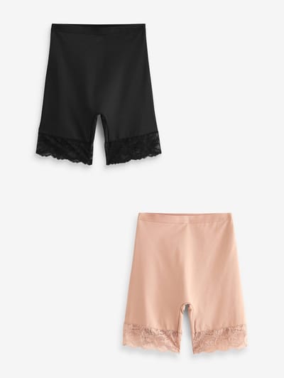 Next - Dames - 2 Licht vormgevende buikcorrigerende shorts met kanten achterkant - Zwart