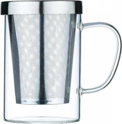 Aulica - Glazen theepot for 1 met inox filter en deksel - 400ml