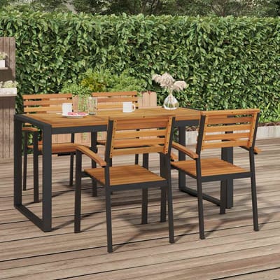 vidaXL - Tuintafel - met - U-vormige - poten - 160x80x75 - cm - massief - acaciahout