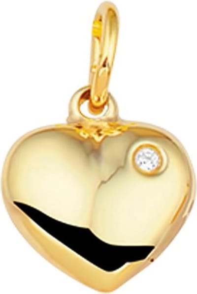 The Jewelry Collection Hanger Hart Zirkonia - Geelgoud (14 Krt.)