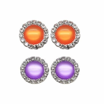 2 Paar Clip Oorbellen-Oranje-Lila-1.5 cm