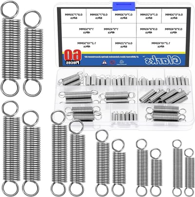 60 Stuks RVS Uitbreidingsveren met Dubbele Haak - 12 Maten Tension Springs Assortiment voor Machinebouw en Industrie