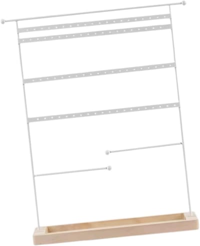 Sieraden Display - Juwelier Organizer - Sieraden Opbergen - Houten Basis - 27x9.5x37cm - Wit