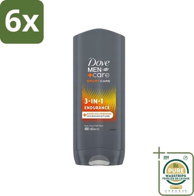 Dove - Shower Gel - 3-in-1 - Men Care Sport Care Endurance - Verfrissend en energiek - 250 ml - Voordeelverpakking - 6 stuks - Douchegel voor sporters - Douchegel 3-in-1