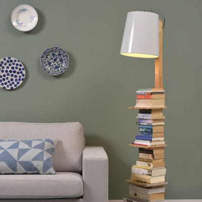it's about RoMi Vloerlamp Cambridge - Wit/Naturel - 38x30x168cm - Bohemian - Staande lampen voor Woonkamer - Slaapkamer