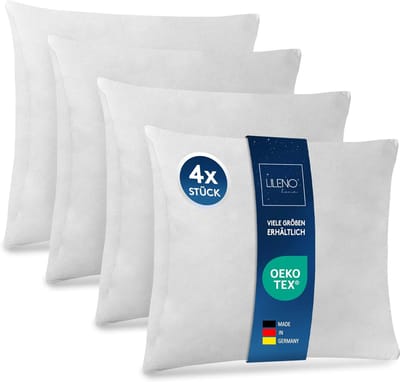LILENO HOME Set of 4 Pillow Filling 80x80cm - Inner Cushion Washable at 40°C Suitable for Allergy Sufferers - Polyester Cushion for Sofa, Sofa, Cocktail, and Pillow