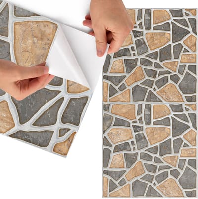 Tulup Meubelfolie - Steenpatroon Meubel Wrap Folie - 65x130 cm - Bruin Meubelfolie - Meubelfolie Zelfklevend - Rustiek Meubelfolie - Wrapfolie Keuken - Wanddecoratie - Texturen