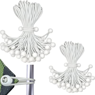 30 stuks zeilspanners, tentspanners, panrubbers met bol, spanrubbers, voor banners, dekzeilen, tenten, bouwhekzeil enz rubberen lussen wit 15 cm + 20 cm