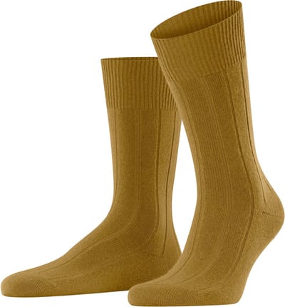 FALKE Lhasa Rib eenkleurig wol kasjmier sokken heren groen - maat 39-42