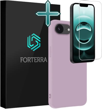 Hoesje Met Screenprotector - Geschikt voor Apple iPhone 16e - Sterk & Shockproof - Telefoon Hoes - Back Cover - Siliconen Case - Lila