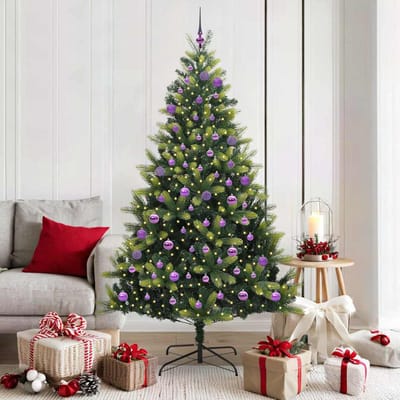 vidaXL - Kunstmatige - Scharnierende - Kerstboom - 300 - LEDs - Groen - 180 - cm