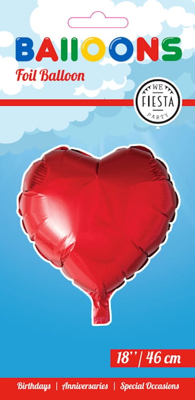 Folieballon 18'' Hartvormig Rood - Feest Folie Ballon Helium Versiering Decoratie Hart Hartje Ballonnen