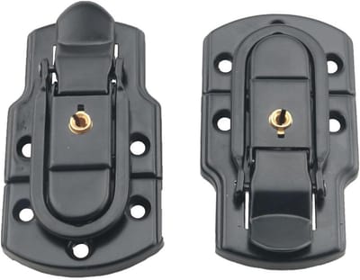 2PCS Suitcase Latch Luggage Clip Briefcase Briefcase Latch Hardware Aluminum Toggle Buckle Lock with Key Airline Case Accessories Toolbox Hasp Luggage Case Black