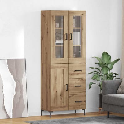vidaXL - Highboard - 2 - st - Artisan - Eiken - 69,5 - x - 34 - x - 180 - cm - Bewerkt - hout