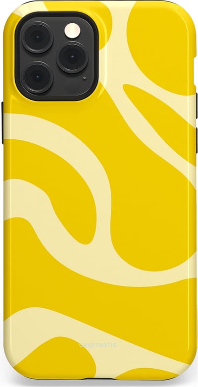 Casetastic Hoesje Geschikt voor Apple iPhone 12/12 Pro Magsafe - Stijlvolle Beschermende Duo-layer Case - Citroen Gele Zonnestraal