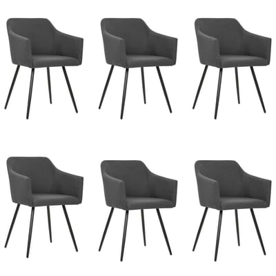 vidaXL Eetkamerstoelen 6 st stof donkergrijs