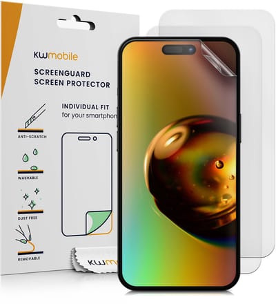 kwmobile Set of 3 Screen Protectors Compatible with Apple iPhone 16 - Anti-Glare Anti-Fingerprint Display Films - Matte