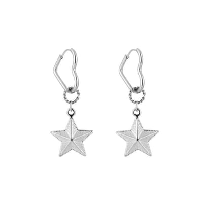 Ster en hart oorbellen zilver- stainless steel- nikkelvrij- Valentijn- Moederdag- Trendy- Dames oorbel