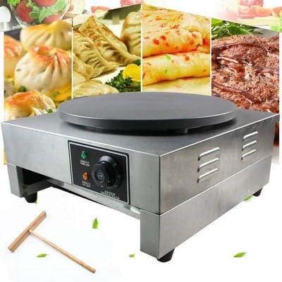 Elektrische Pannenkoekenpan - Crêpe Maker - Snelle Snacks Maken - Geïntegreerde Thermostaat - 40cm Diameter - Zilver Zwart