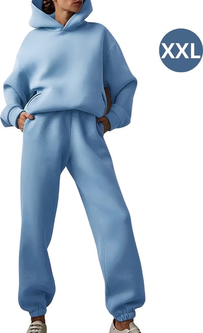 Bovista Joggingpak Dames - Huispak - Trainingspak - Volwassenen - Capuchon - Jogging Pak - Joggingspak - Licht Blauw - Maat XXL