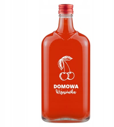Klassieke glazen fles 500 ml met opdruk 'Domowa Wiśniówka'