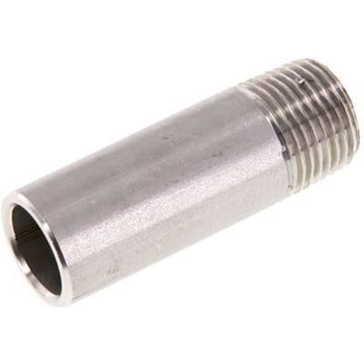 R 1/2'' Buitendraad x 21.3mm RVS Pijpnippel met Las uiteinde 20 Bar DIN 2982 - 60mm