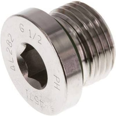G 1/2'' Buitendraad RVS Plug met Binnenzeskant en FKM Afdichting 400 Bar - FL1-M-STF-012G-I
