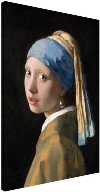 Canvas Schilderij - Johannes Vermeer – Meisje met de parel 50x70 cm - Kunst Wanddecoratie Woonkamer & Slaapkamer