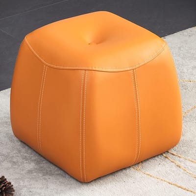 Voetenbank Fluweel - Poef Krukje - Ontspannen Zitten - Gebogen Zitvlak - 40x40x38cm - Groen