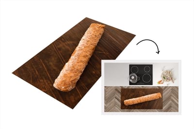Keukenloper - Loper keuken - Een bevroren frikandel op een houten tafel - 120x60 cm - Keukenloper vinyl