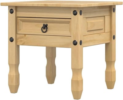 Bijzettafel Grenenhout - Houten Tafel Lade - Woonkamer Decoratie - Massief Hout Met Lade - 50x50x50 cm - Bruin