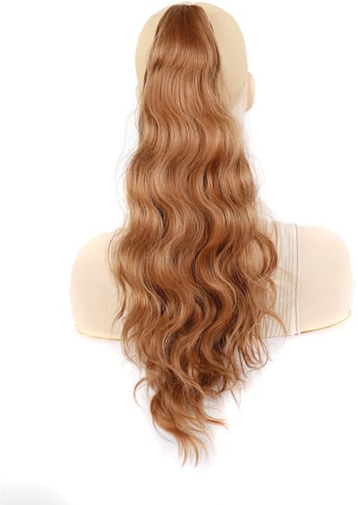 Ponytail 30 Chestnut Kastanje Blond (P106) – 55 CM – Golvend en licht krullend – Body Wave Synthetisch Haarstuk – Paardenstaart Extensions – Haarverlenging