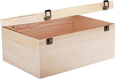 Grote Houten Kist met Scharnierend Deksel - Ongebleekte Doos voor Knutselen en Opslag