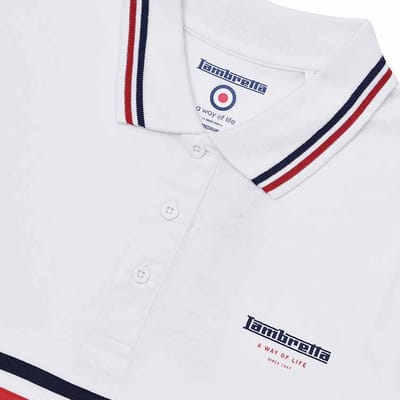 Lambretta Heren Classic SS24 Strepen Polo Shirt (Wit)