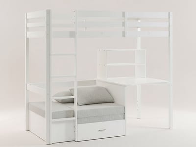 Vente-unique Hoogslaper hout wit 90 x 200 cm